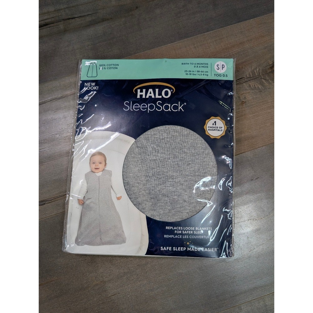 HALO SleepSack Swaddle New Sealed 0-6 Months Cotton Gray TOG 0.5